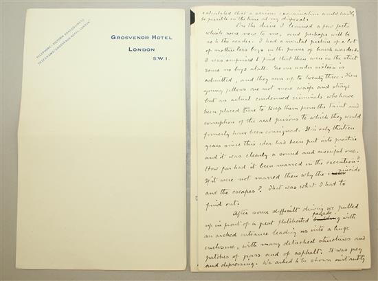 CONAN DOYLE, a manuscript article entitled A Day at Borstal, signed and dated Dec 19 [1921]